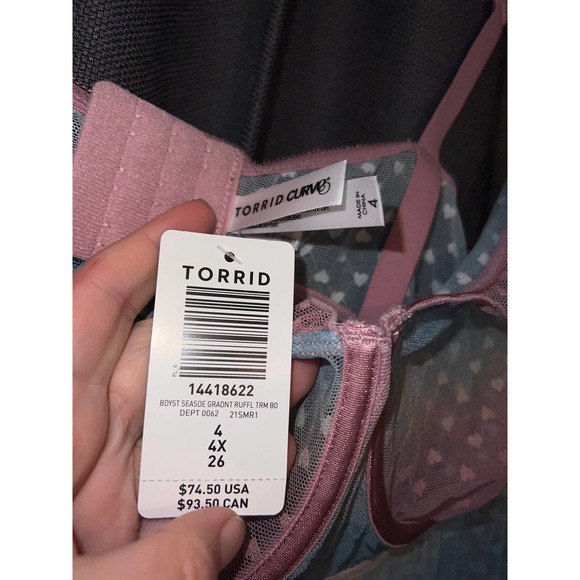 Torrid HEART MESH RUFFLE BODYSUIT Size 4X NWT - Picture 2 of 6